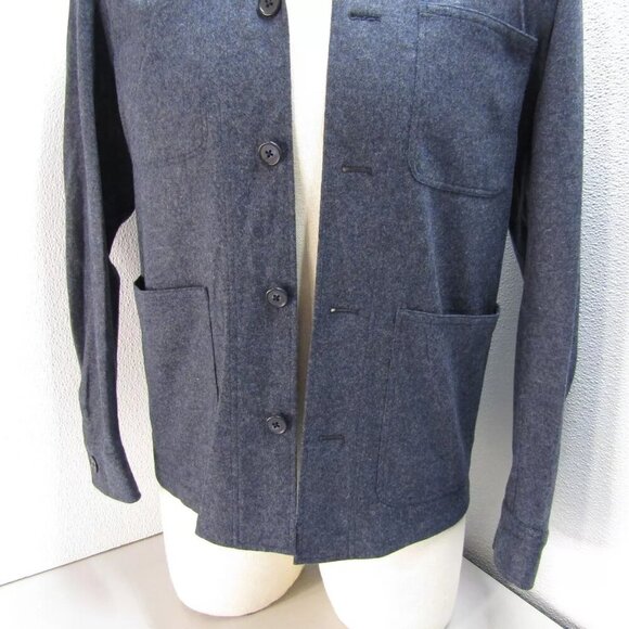 NEW ALAN PAINE Men's US M Richmond Wool Blend Knitted Shacket Shirt Jacket Navy - Picture 5 of 11